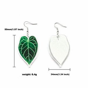 Open image in slideshow, Rare Plant Leaf Acrylic Drop Earrings
